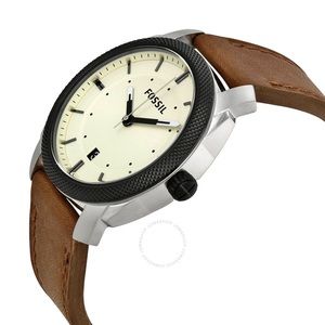 Machine White Dial Brown Leather Watch